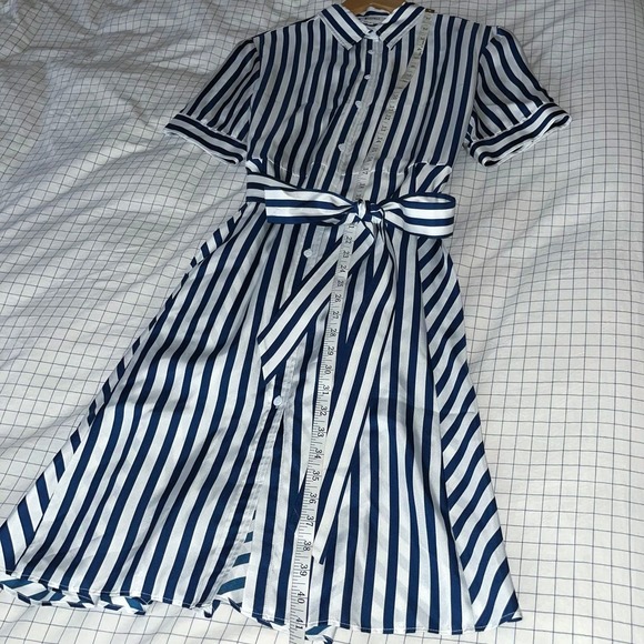 Lilly Silk Amalfi Stripe Silk Shirtdress with Belt and Pockets! - Picture 5 of 10